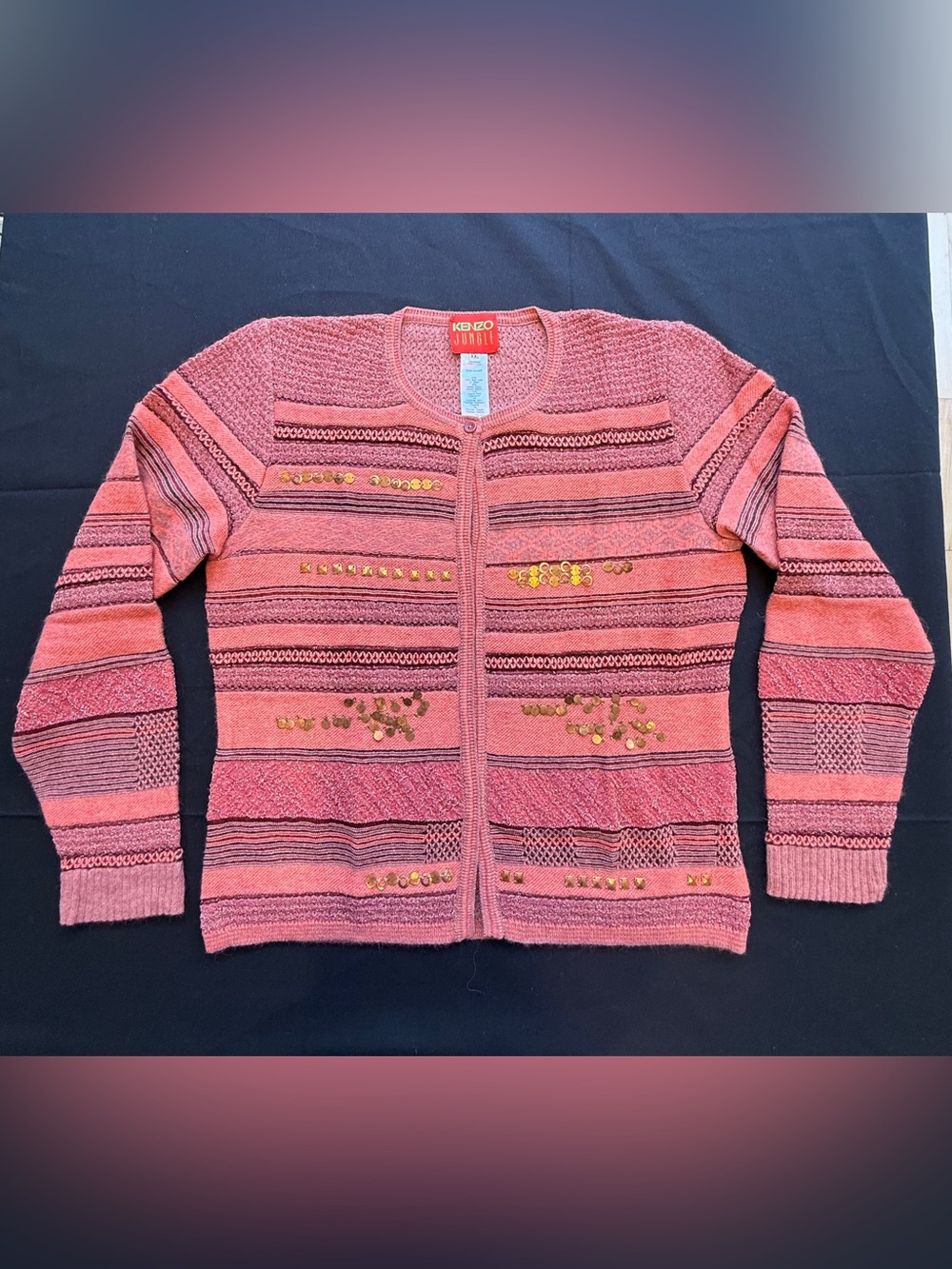 Kenzo Pink Striped Sequin Knit Cardigan with matching sleeveless top (2 pieces)